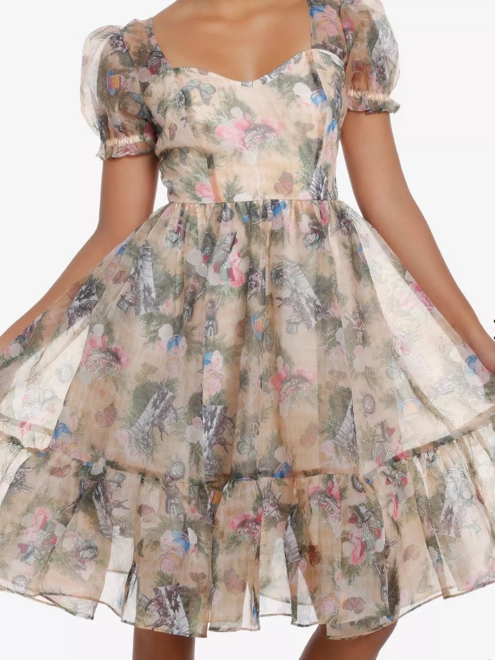 Hot Topic Thorn & Fable Alice In Wonderland Puff Sleeve Dress size XS Coquette